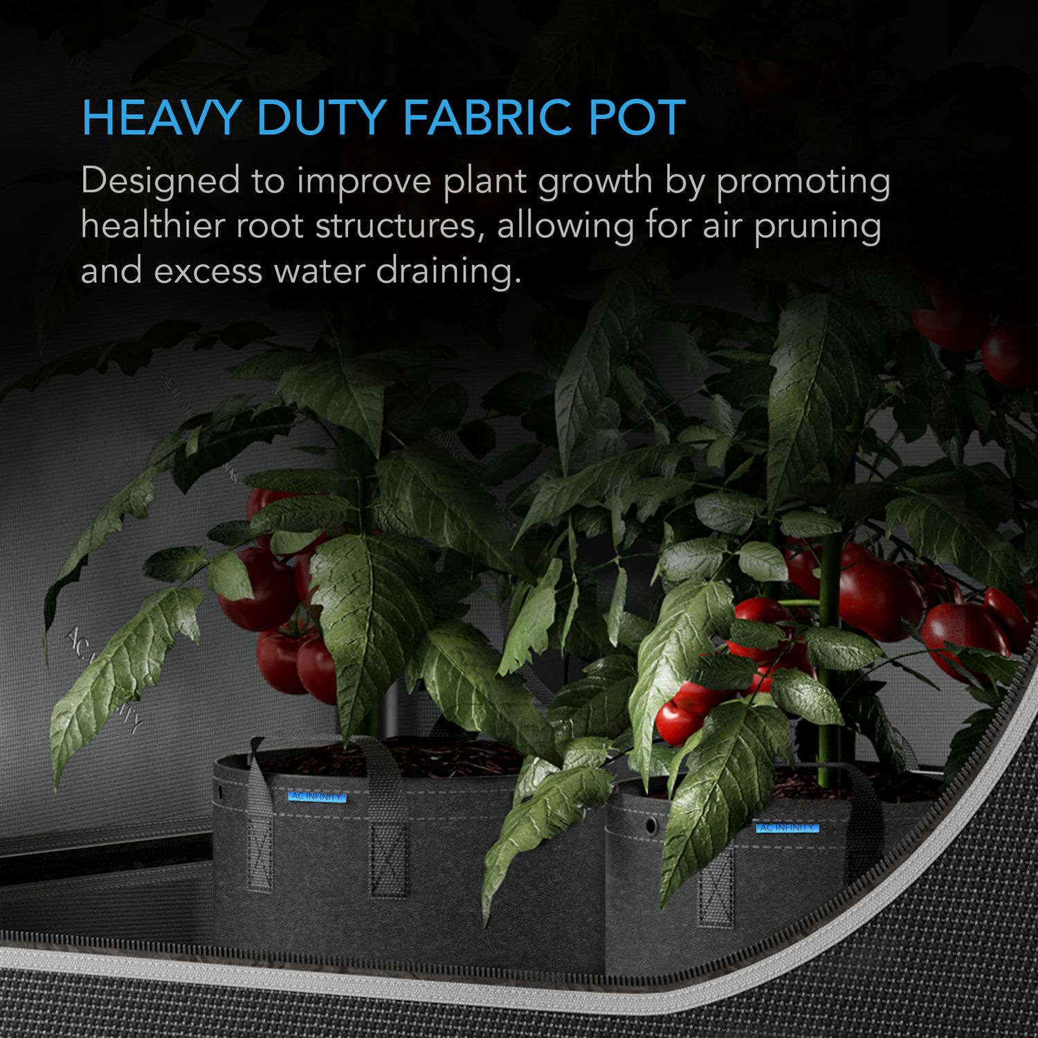 AC INFINITY HEAVY DUTY FABRIC POTS, 10 GALLON