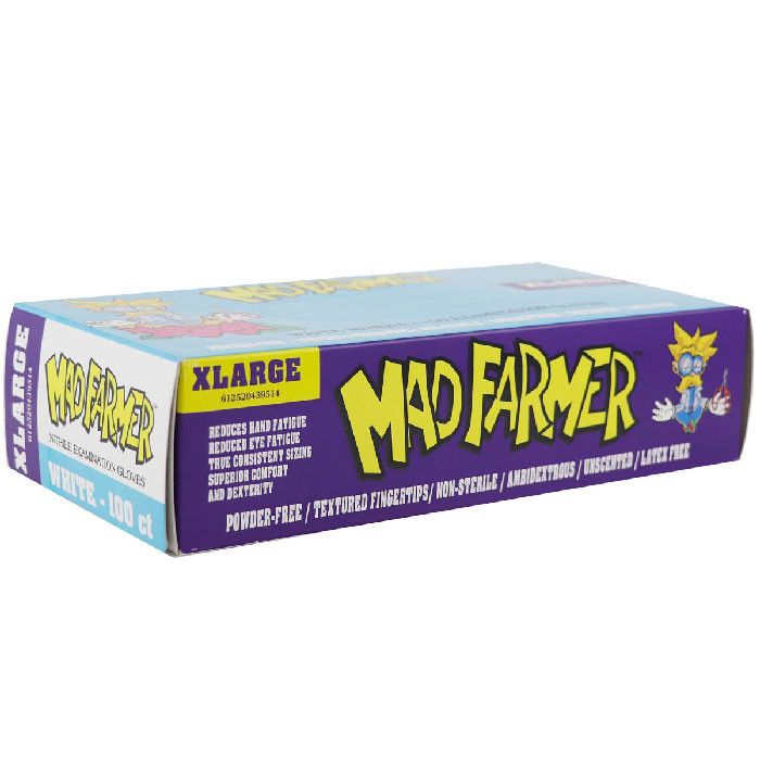 Mad Farmer White Nitrile Gloves, Size XL, Box of 100