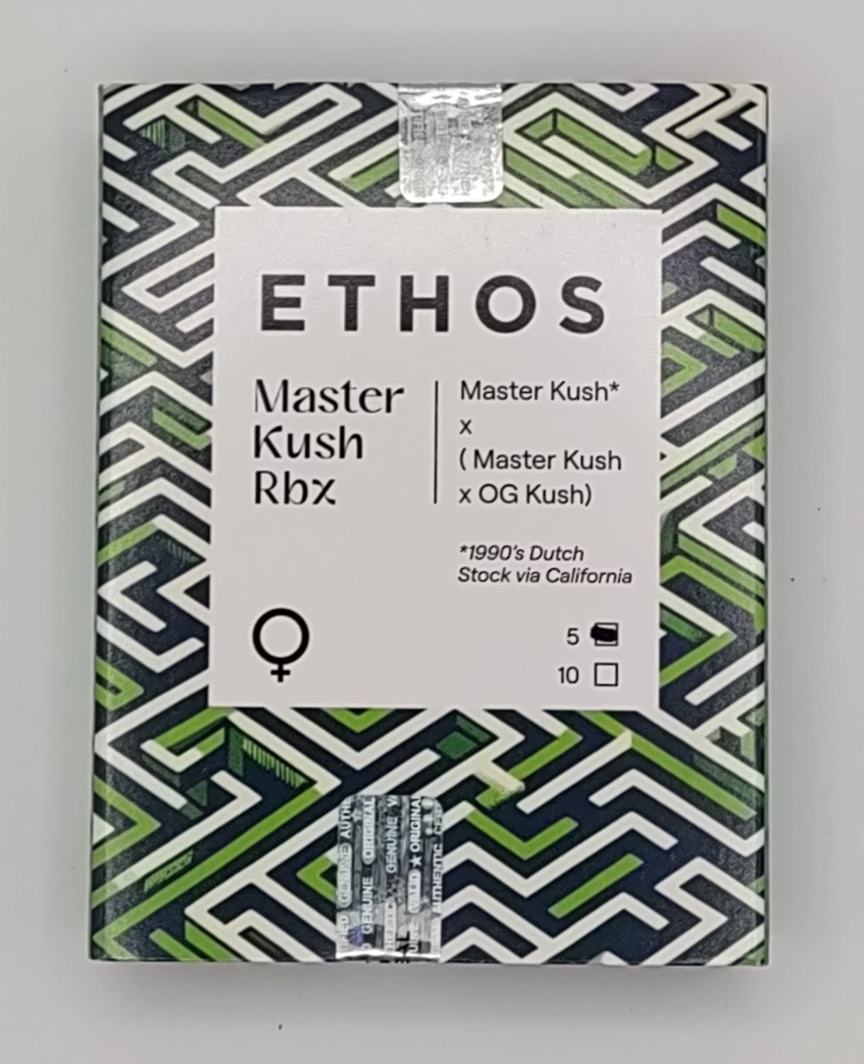 MASTER KUSH RBX 5 pack MASTER KUSH* (*1990&#39;S DUTCH STOCK VIA CALIFORNIA) x (MASTER KUSH X OG KUSH)