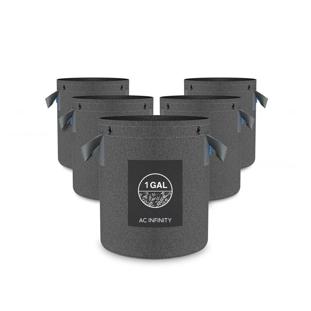 AC Infinity 1 GAL, 5-PACK HEAVY DUTY REUSABLE FABRIC POTS 1 GALLON