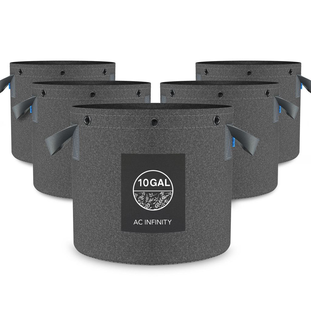 AC INFINITY 10 GAL, 5-PACK HEAVY DUTY REUSABLE FABRIC POTS