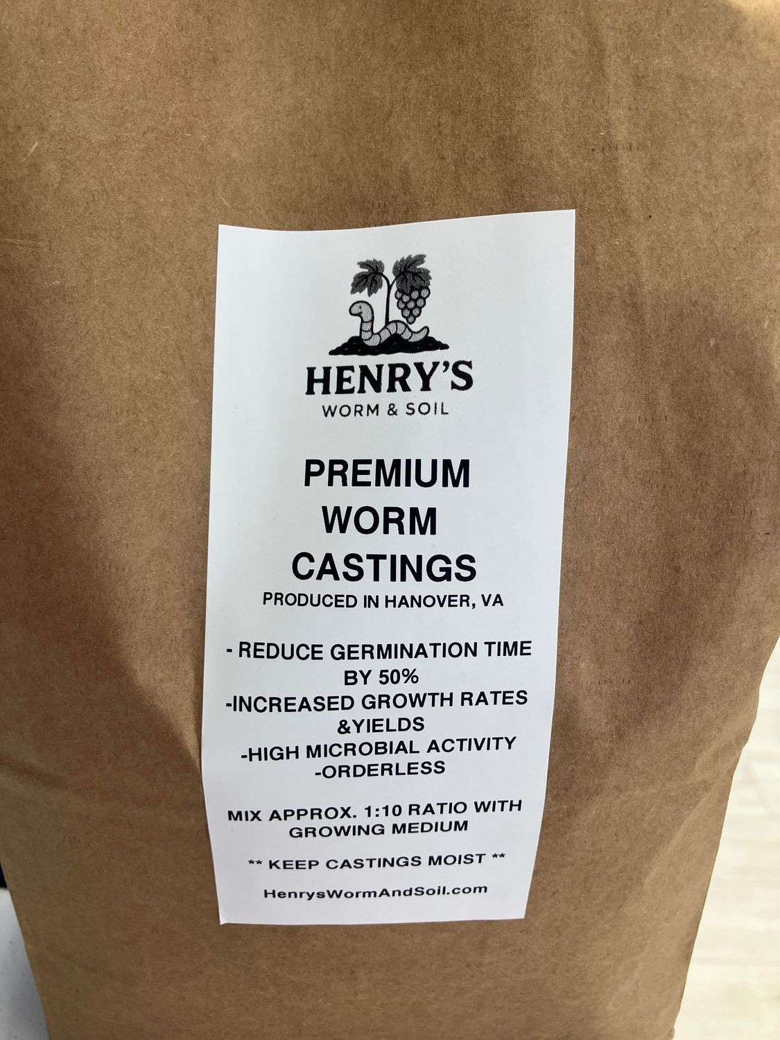 Henry's Worm and Soil Worm Castings, 1 Gallon