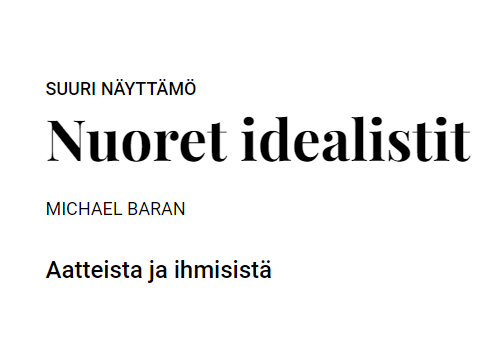 Nuoret Idealistit Teatterilippu 10.3 klo 19:00
