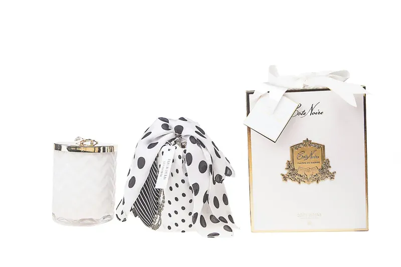Herringbone Bougie avec écharpe - Blanc - Lilly Flower Herringbone Bougie avec écharpe - Blanc - Lilly Flower