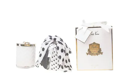 Herringbone Candle With Scarf - White - Lilly Flower Herringbone Candle With Scarf - White - Lilly Flower