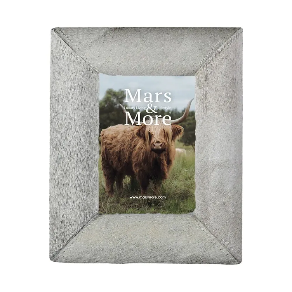 Grey cowhide photo frame