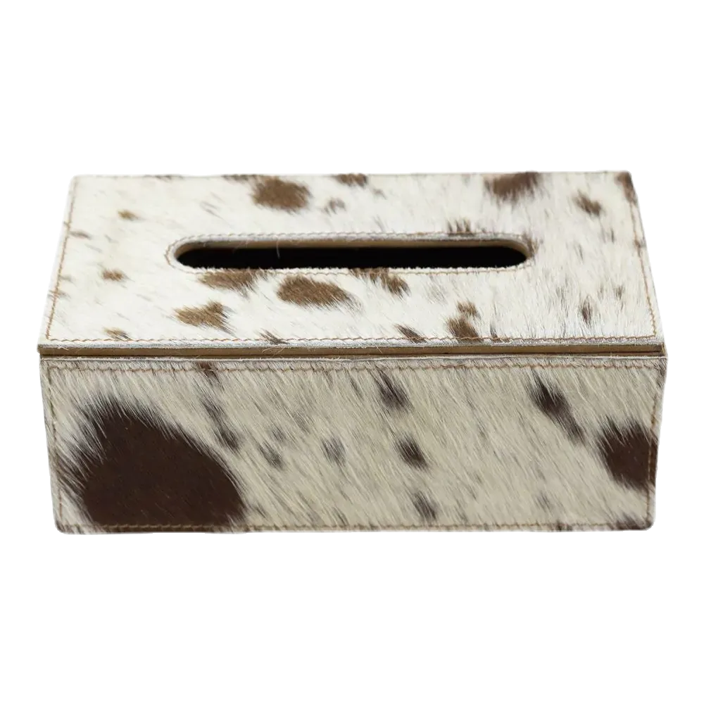 Brown/white cow tissue box