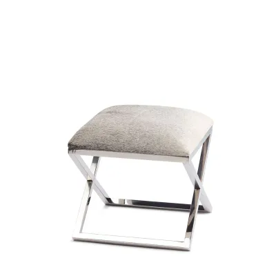 Stool Of Cow Hide - Natural Grey