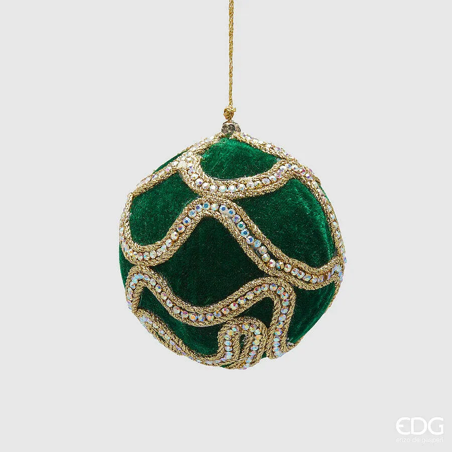 Boule de Noël verte avec motifs dorés