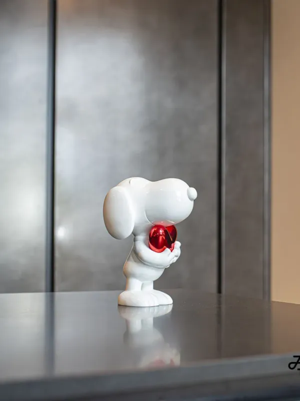Snoopy coeur cromé rouge