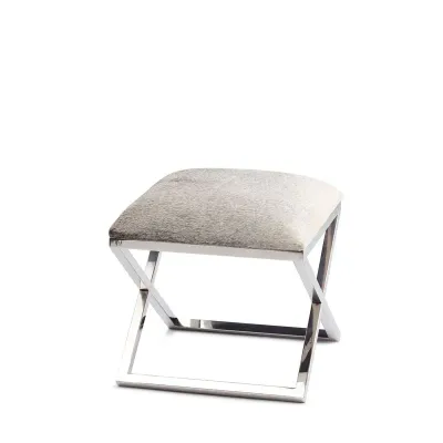 Tabouret en peau de vache - Gris naturel
