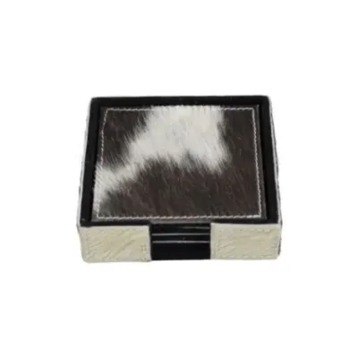 Dessous de verre vache carré noir/blanc