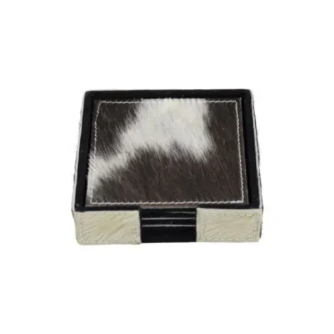 Dessous de verre vache carré noir/blanc