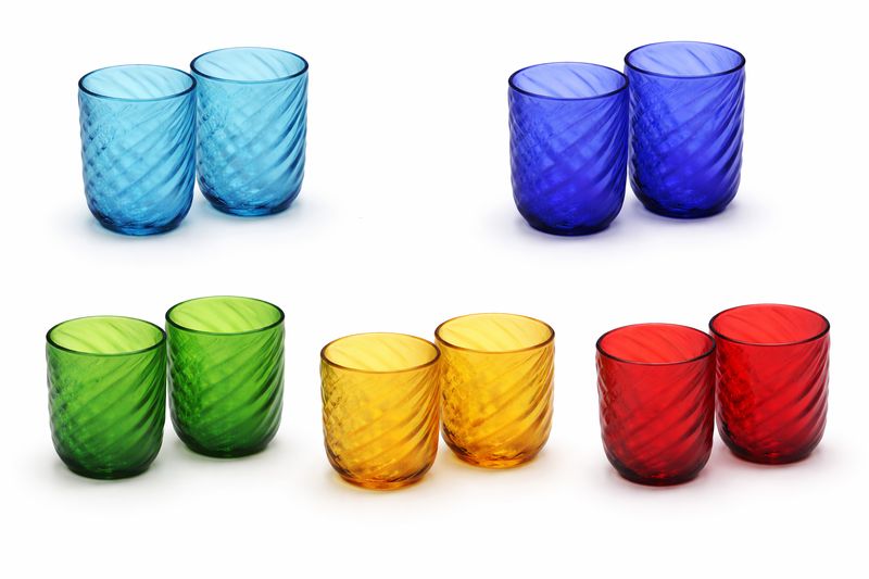 SET OF 2 MURANO GLASS WATER GLASSES