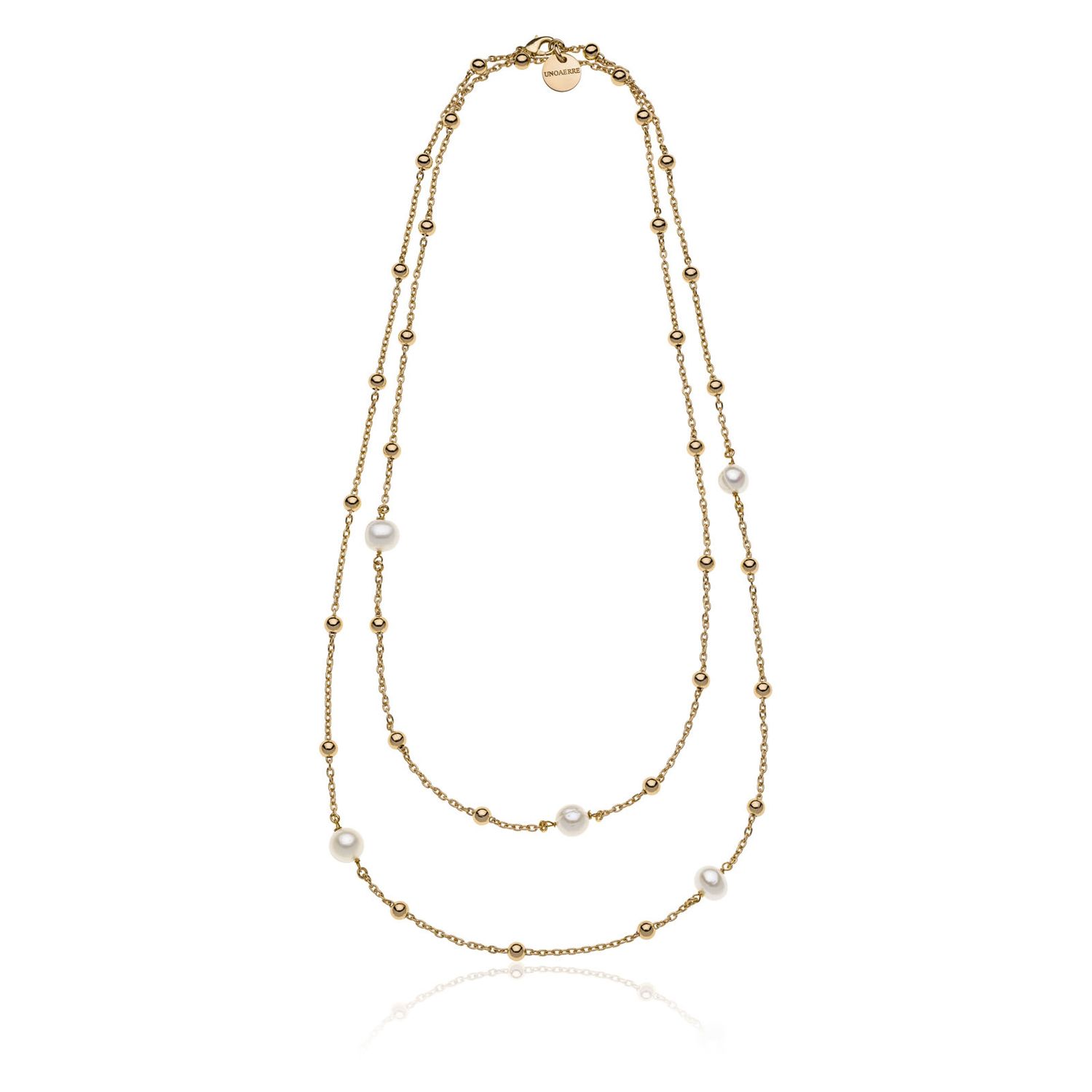 Gold-plated bronze necklace with natural pearls Gold-plated bronze necklace with natural pearls
