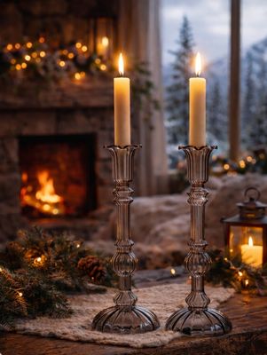 Smoky Grey Candle Holder Astalina Smoky Grey Candle Holder Astalina