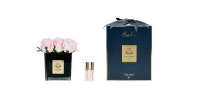 Square 9 Rose Buds Black - Champagne Pink Square 9 Rose Buds Black - Champagne Pink