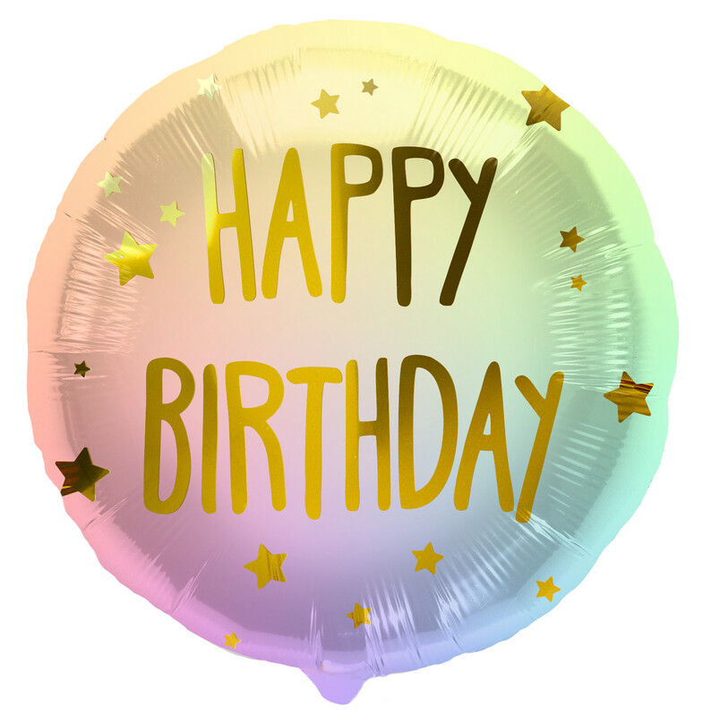 FOLIE BALLON - HAPPY BIRTHDAY - REGENBOOG