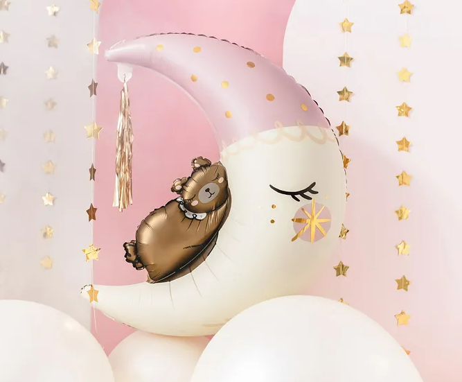 Teddy bear on the moon - roze