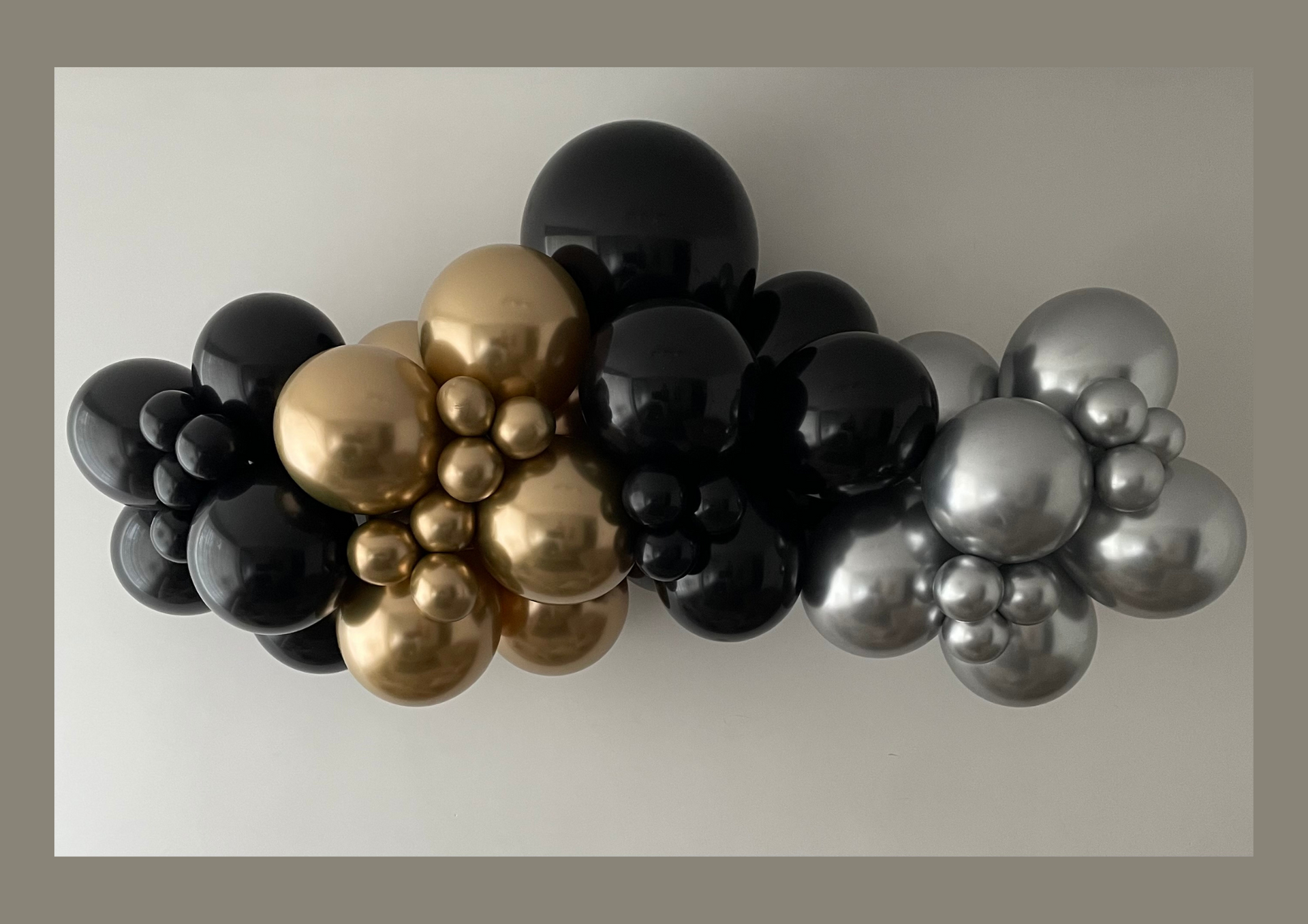 Some black, gold and silver.