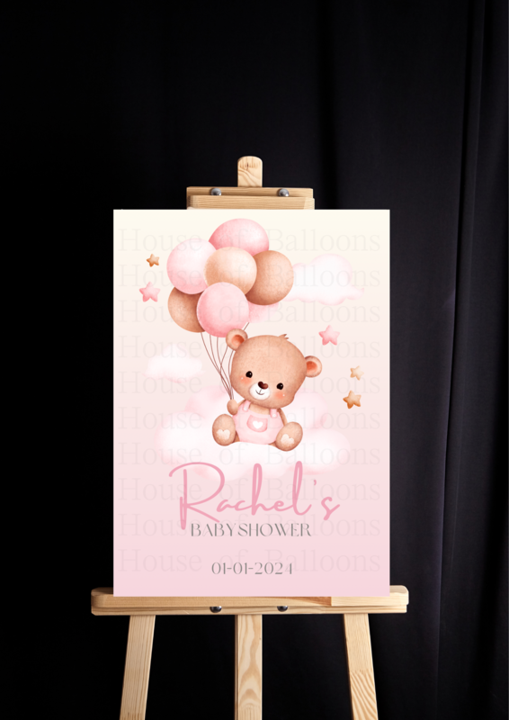 Welkomstbord / Babyballon roze