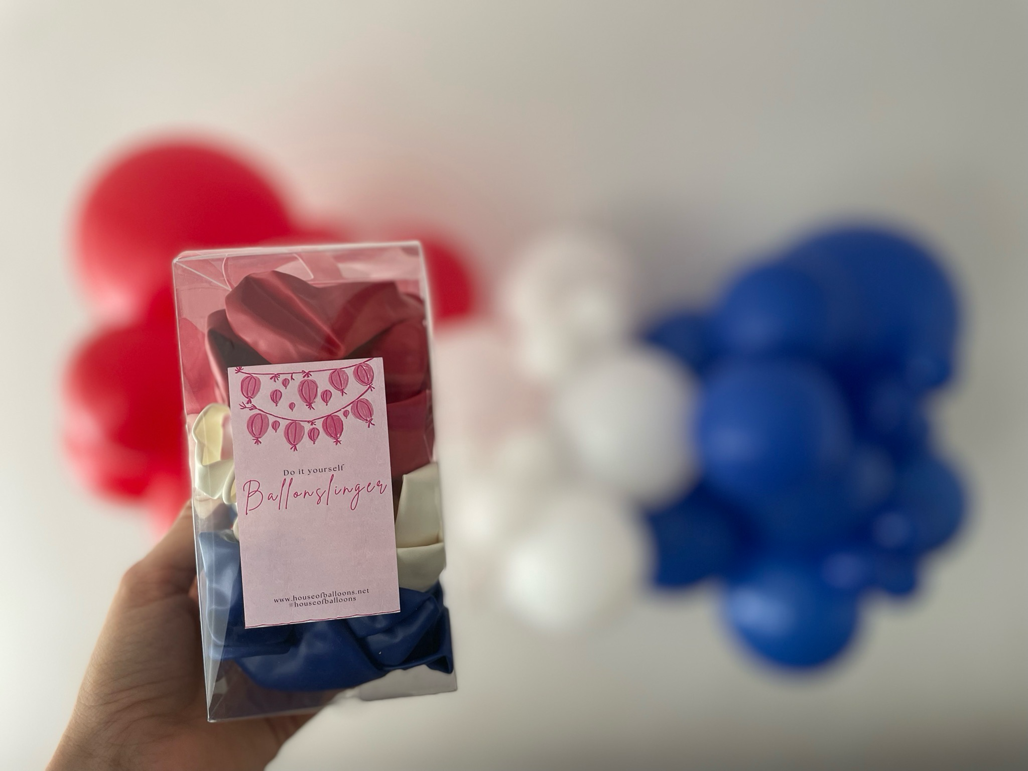 DIY Ballonnenslinger- Rood, Wit, Blauw