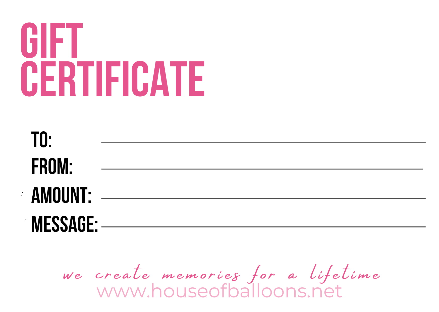 House of Balloons cadeaubon