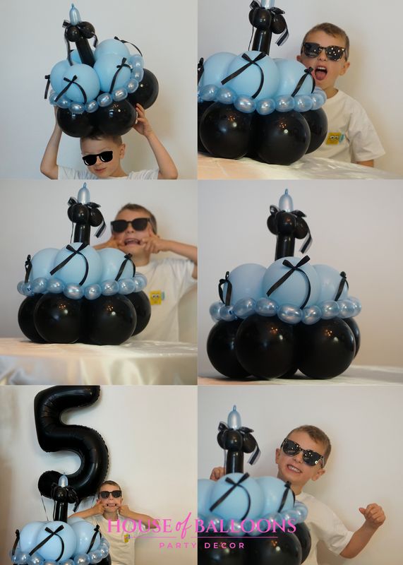 Ballon taart - Zwart/Blauw