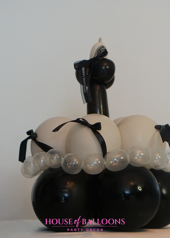Ballon taart - Zwart/Beige