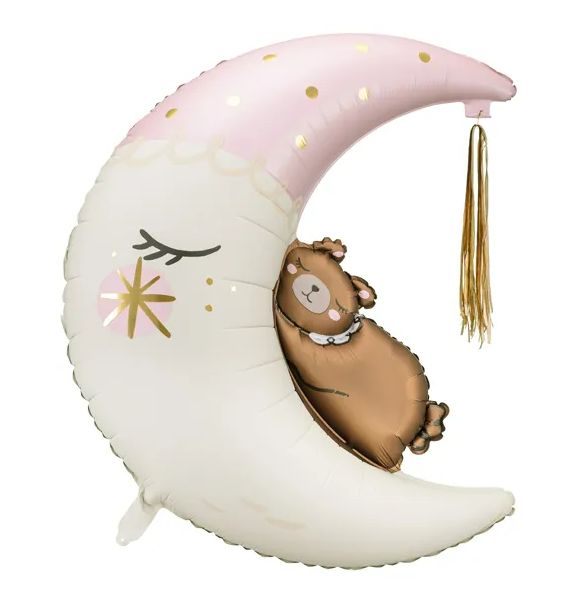 Teddy bear on the moon - roze