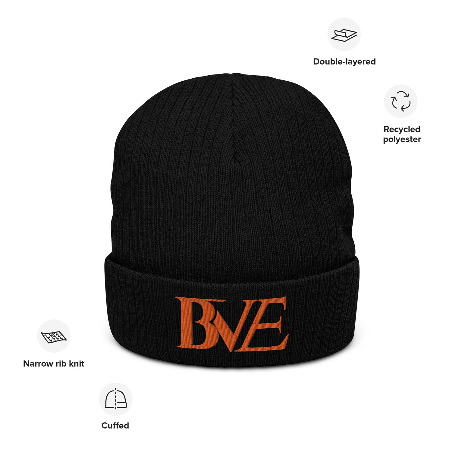 Ribbed 50% recycled BVE knit beanie