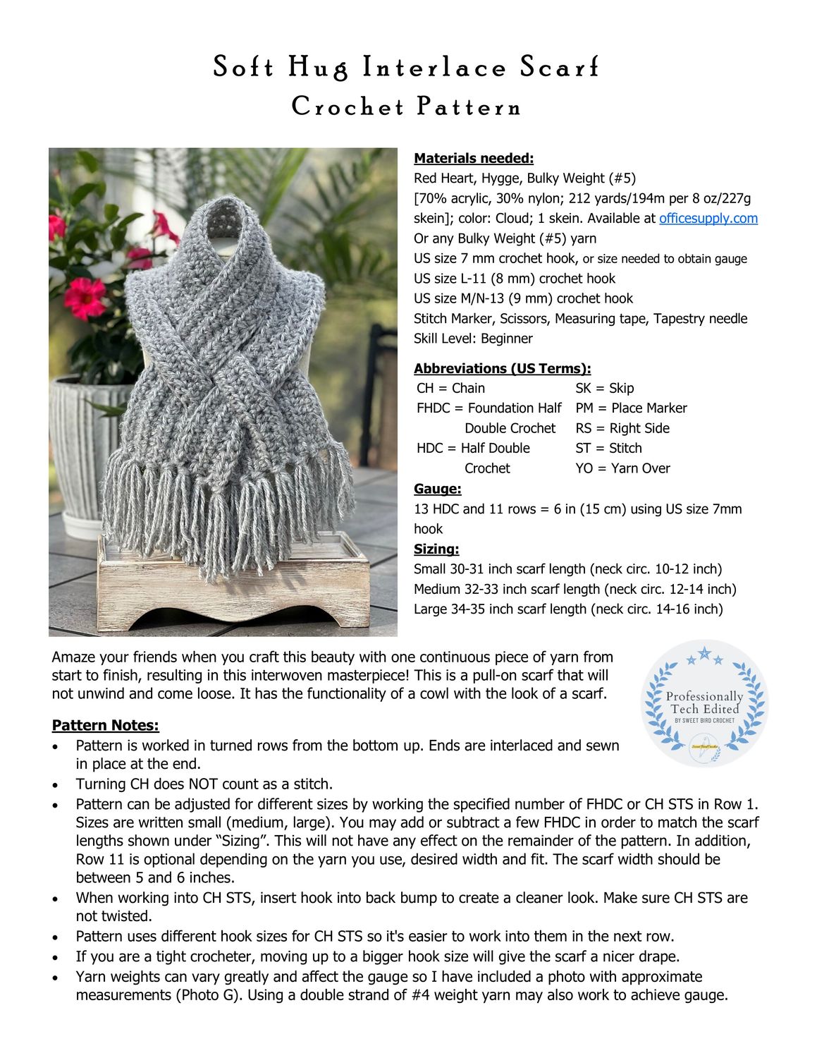 Soft Hug Interlaced Scarf Crochet Pattern Only