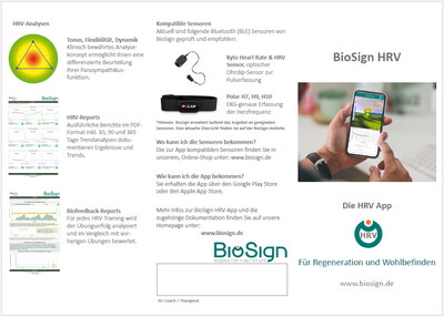 Info-Flyer Smartphone-App "BioSign HRV"
