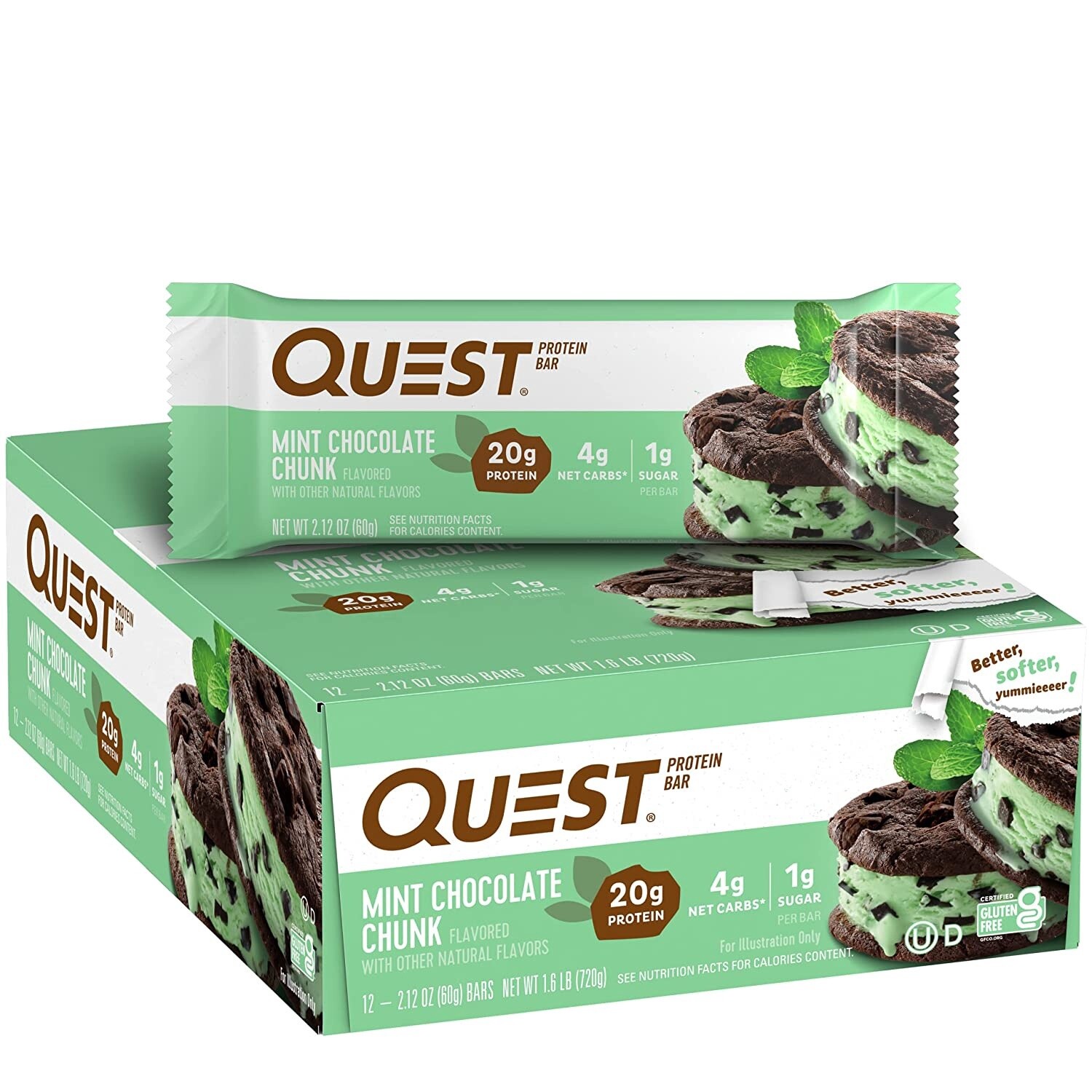 QUEST Protein Bar (60g) Mint Chocolate Chunk (12 Bars/Box) * Expire Date : 22/12/23*