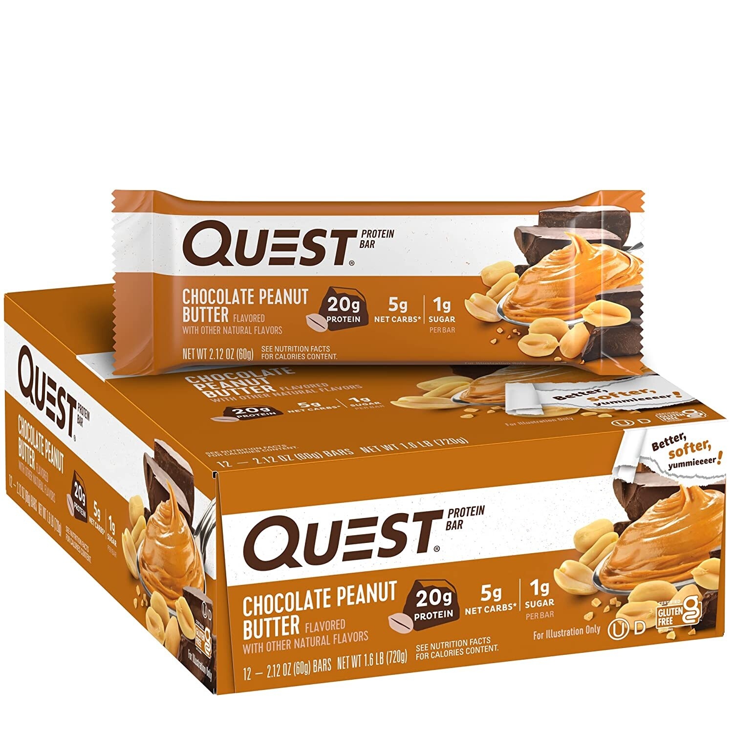 QUEST Protein Bar (60g) - Chocolate Peanut Butter - (12 Bars/Box) * Expire Date :  27/08/23*