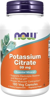 NOW Potassium Citrate 99mg - 180Veg Capsules