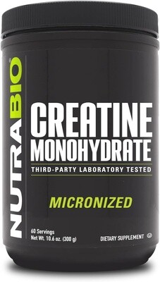 NUTRA BIO Creatine Monohydrate - 300 Grams 60 servings