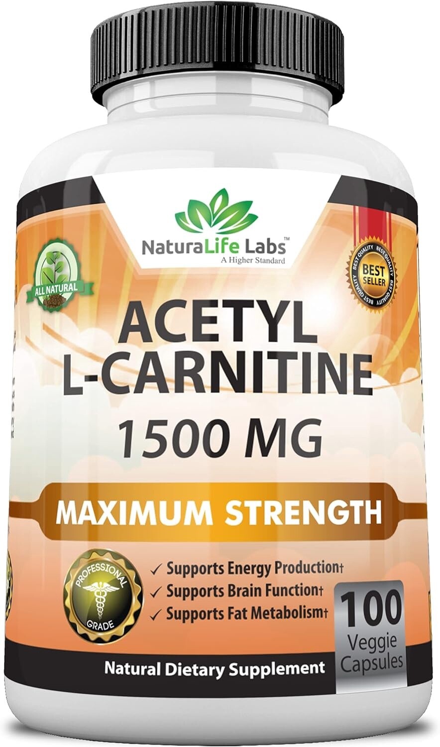 Natural Life Labs Acetyl L-Carnitine 1500 mg- 120 capsules
