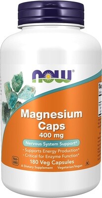 Now Magnesium Caps 400 mg - 180 Veg Capsules