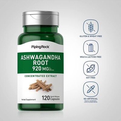 PipingRock Ashwagandha Root 920 mg - 120 Quick Release Capsules