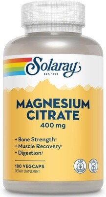 Solaray Magnesium Citrate 400 mg. - 180 veg capsules