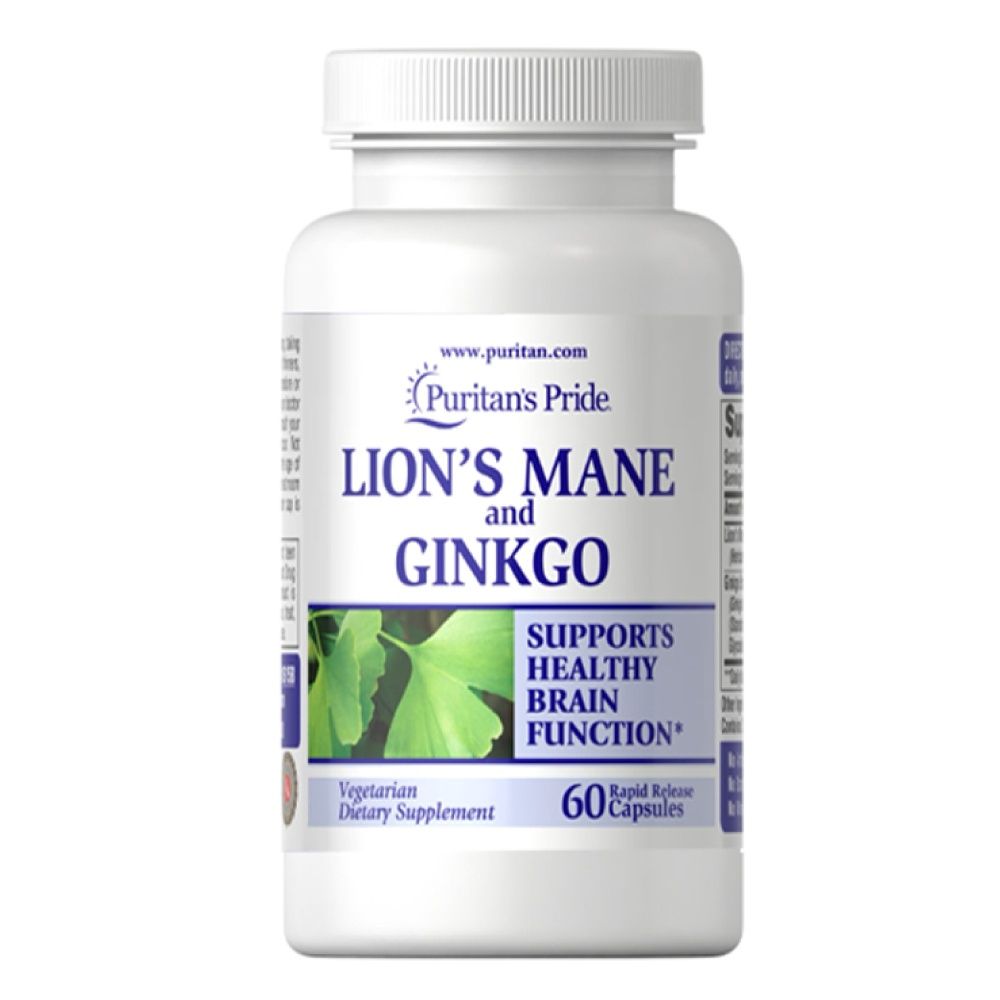 Puritan&#39;s Pride  Lion &#39;s Mane &amp; Ginkgo  60Rapid Release Capsules