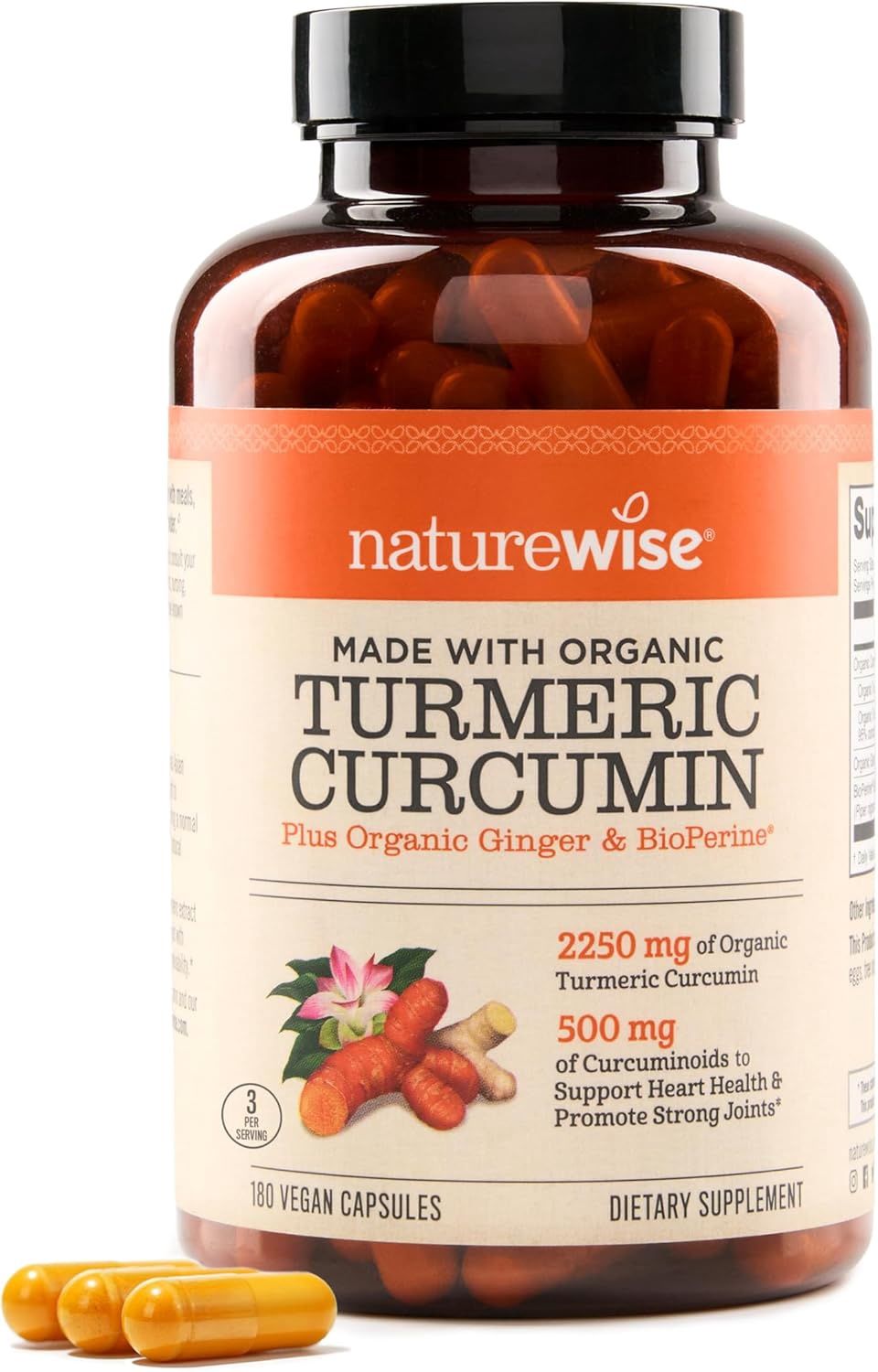 Naturewise  Turmeric  Curcumin  180 Vegan Capsules