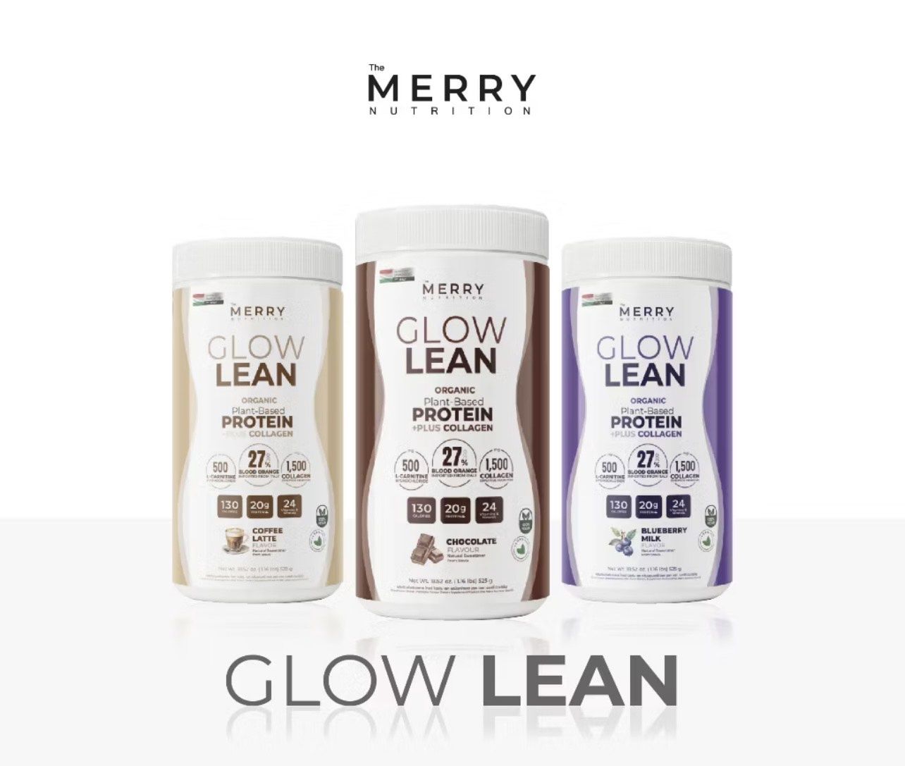 Merry  Nutrition Glow Lean Organic Plant-Based Protein  525 g.