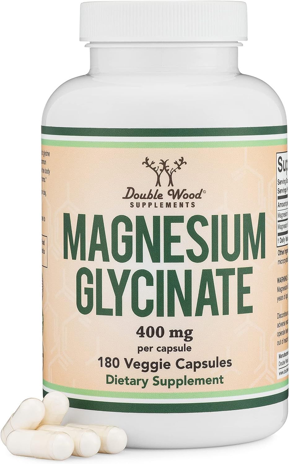 Double Wood   Magnesium  Glycinate 400mg.  180 Capsules