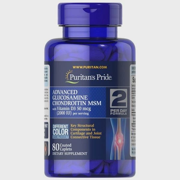 Puritan&#39;s Pride   Adv  Glucosamine Chondroitin MSM with Vitamin D3   -  80 Coated Capsules