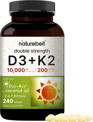 NatureBell  Vitamin D3 10,000 IU + K2 200 mcg,    240 Softgels