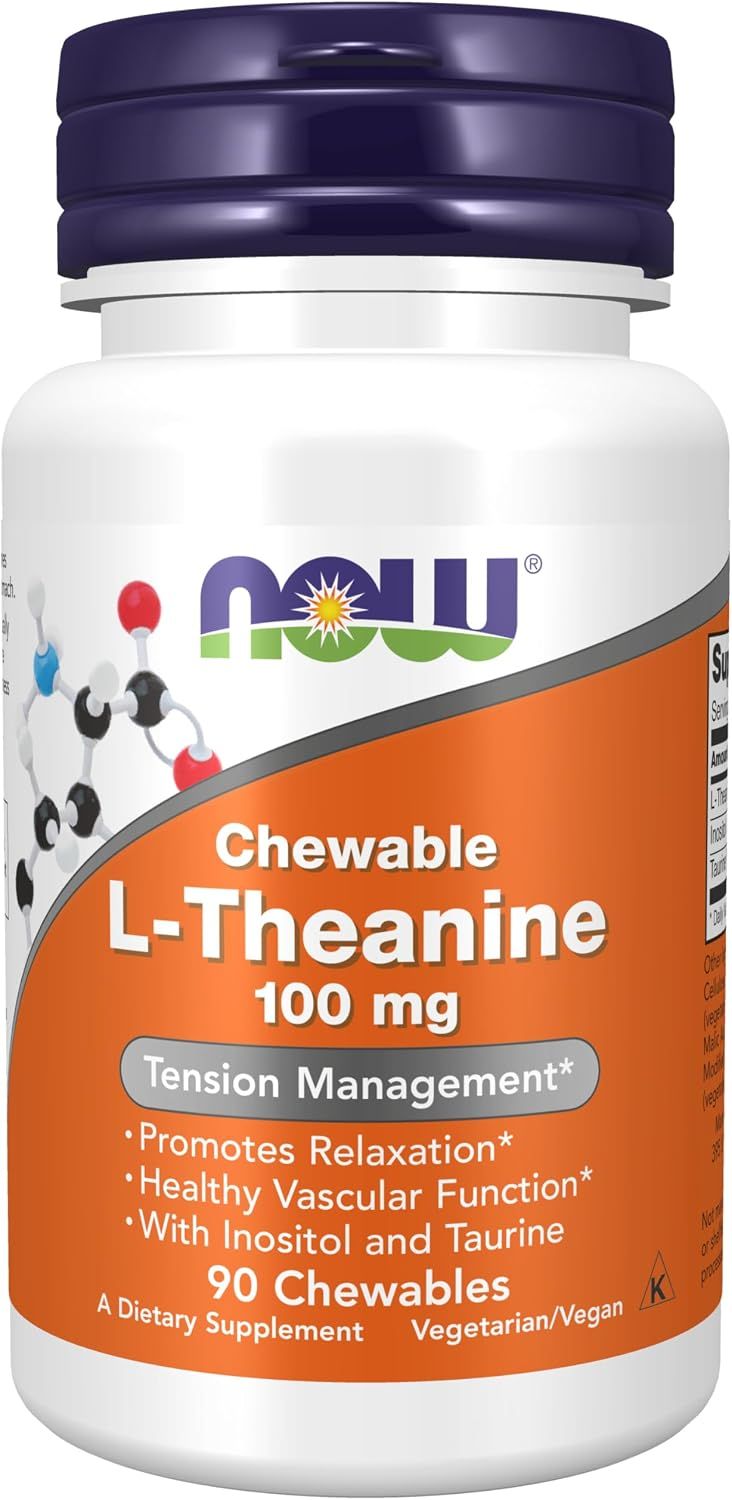 NOW Foods L-Theanine with Inositol and Taurine, 100mg - 90 chewables