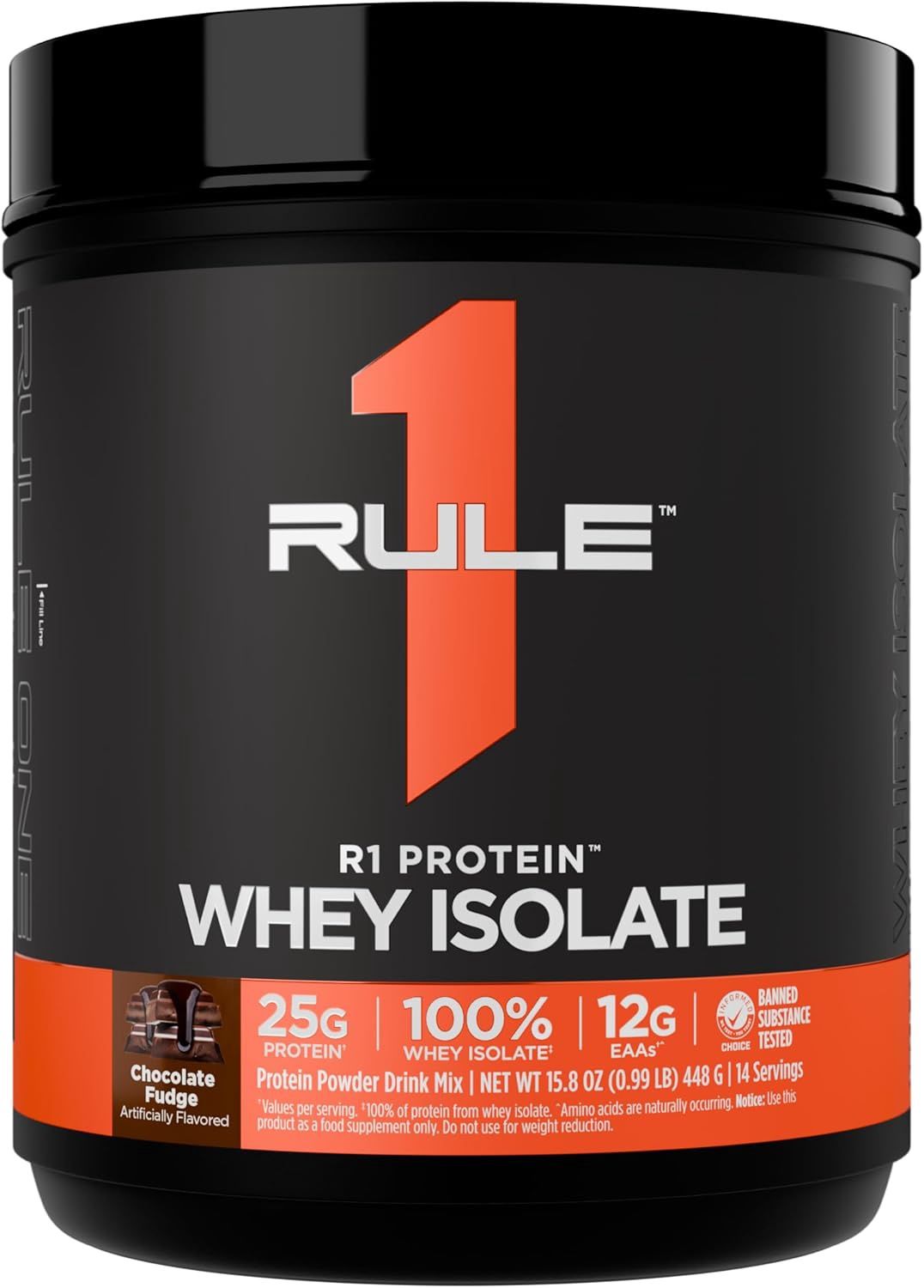 Rule 1 R1 Protein Whey Isolate   1 lb  (448G) - 14 servings, Flavor: Chocolate Fudge