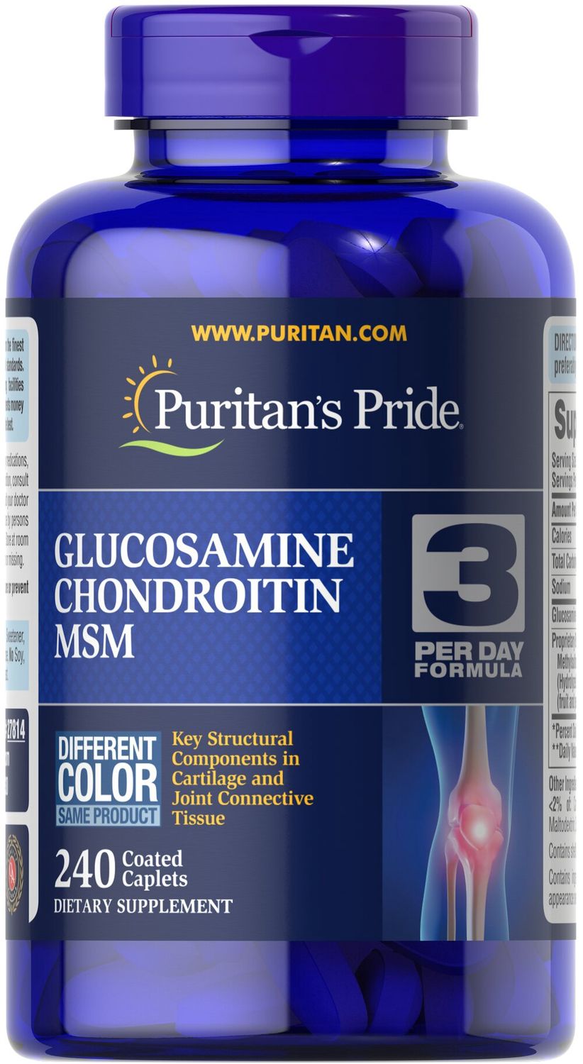 Puritan's Pride    Glucosamine, Chondroitin &amp; MSM -3 Per Day Formula    240 Coated Capsules